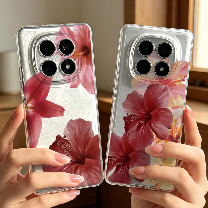 Xiaomi Redmi Note 13 - Różowe Luksusowe Kwiatowe Etui na Telefon