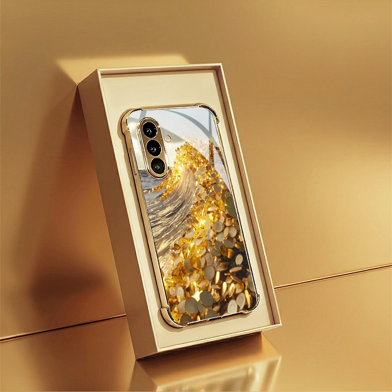 Wzór z motywem złotych monet i – Samsung Galaxy S25 recenzja i cena