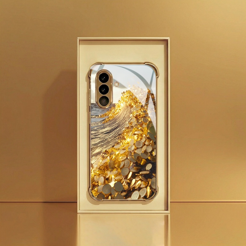 Wzór z motywem złotych monet i – Samsung Galaxy S25 recenzja i cena