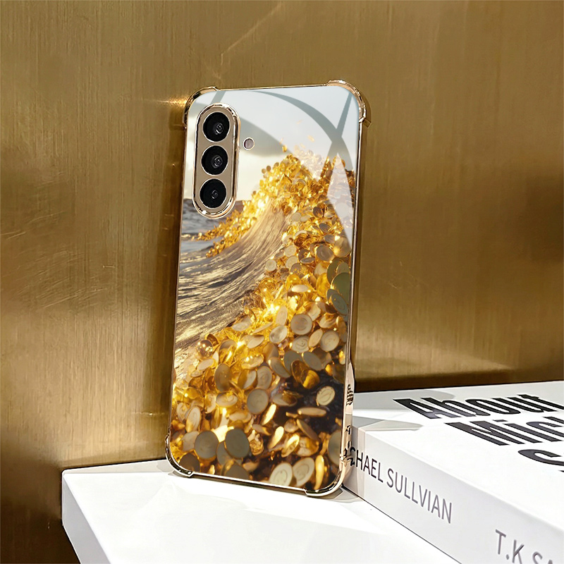 Wzór z motywem złotych monet i – Samsung Galaxy S25 recenzja i cena